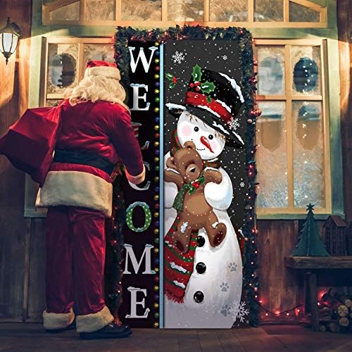 חג המולד ברוך הבא איש שלג דלת דלת דלת באנר בד תפאורה בחורף חמוד חמוד איש שלג רקע חג המולד רקע פתית שלג לחורף לחג