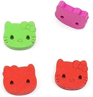 מחיר לכל 10 חתיכות תפור על כפתורים AD6 Hello Kitty מעורב לבגדים בחיבורי עץ בתפזורת קנופה