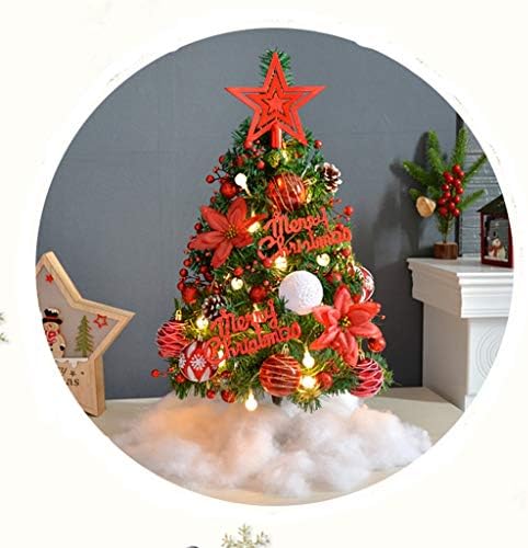 עץ חג המולד של ZMDZA, עץ חג המולד של מיני חג המולד עץ אורן עם אורות מיתר LED וקישוטים, עיצוב
