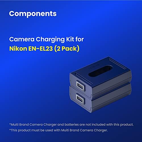ברונין EN-EL23 ערכת טעינה לסוללות מצלמה 2 אריזה תואמת למטען מצלמות מרובי מותג עם Nikon Coolpix