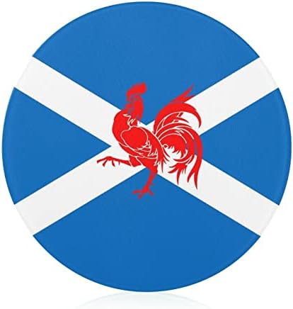 אדום זין סקוטלנד דגל מודפס עגול חיתוך לוח זכוכית חיתוך בלוקים מחצלות מזון מגש לבית מטבח קישוט