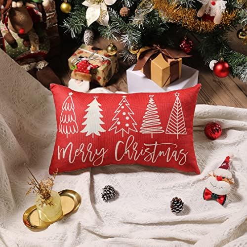 כיסוי כרית חג מולד שמח 12x20 בית חווה לזרוק חג המולד קישוטי כיסוי כרית המותני עץ חג חג המולד מארז עיצוב