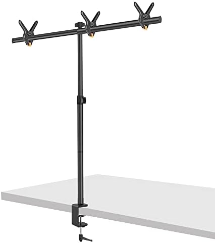 מעמד רקע קטן לשולחן ג ' ינסוי 2.5 על 3 רגל, מחזיק רקע תמונה מתכוונן בצורת שולחן עבודה עם 3 מהדקי קפיצים לצילום,