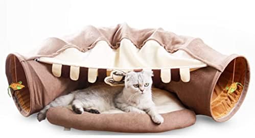 חתול צעצועי מתקפל מנהרת מיטת מפנק מערה, עגול חיבוק מלבב מאורה לחיות מחמד המלטת בית מיטת ערוץ נשלף