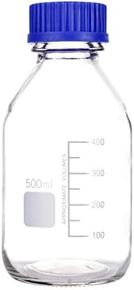 Moonetto 8 חבילה 500 מל מדורגת מדיה עגולה/בקבוק זכוכית אחסון עם כובע בורג פוליפרופילן כחול GL45