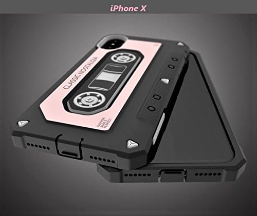 ישר קלאסי - iPhone x מארז רטרו היברידי מגן חסין הלם, עם טכנולוגיה סופגת הלם עבור Apple iPhone X שלך - נקמה ורוד