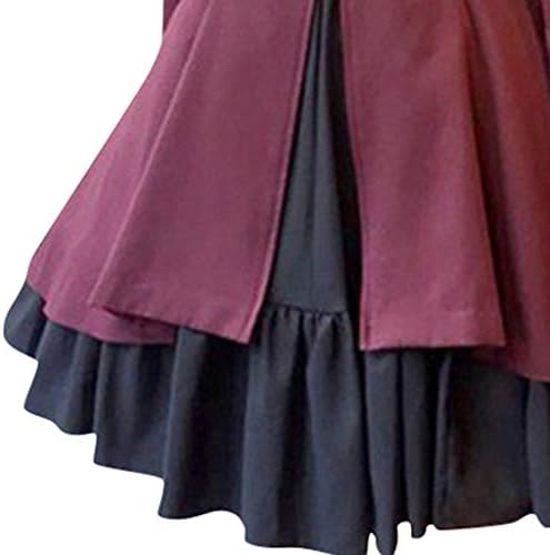 שמלות Narhbrg Steampunk לנשים בנות שמלה גותית שרוולים ארוכים שמלת צווארון מרובעת שמלת רנסנס קוספליי עם קשתות