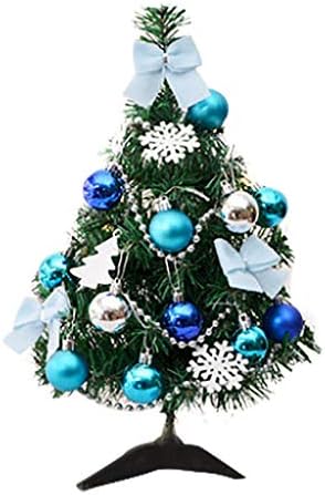 פנליו שולחן מלאכותי מיני קישוטי עץ חג המולד פסטיבל עץ מיניאטורי כחול
