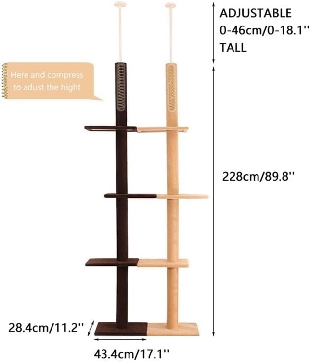 מתכוונן 228~274 סמ חתול טיפוס מסגרת יוקרה מוצק עץ ריהוט קפיצות עץ למעלה טיאנלי שריטה טור אורן חתול מגדל