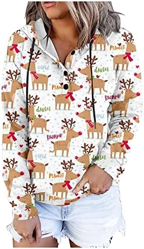 קפוצ'ונים חמודים לנשים חג מולד שמח סופר סוודר תרמי סך הכל צמרות שרוול ארוך