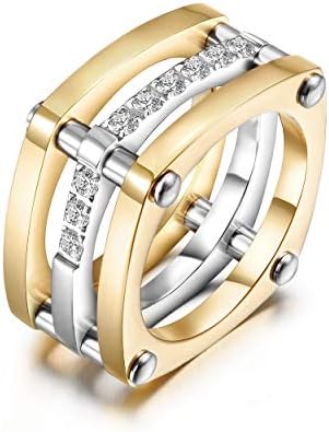 טבעת מצופה זהב 14 קראט טבעות קוקטייל יהלומים מדומות לנשים טבעות הצהרת זהב להקות רחבות טבעת בר מקבילה