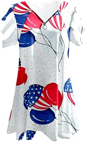 4 ביולי חולצות לנשים לנשים קיץ שרוול קצר צווארון טוניקה חולצות דגל ארה ' ב כוכבים פסים עניבה צבע