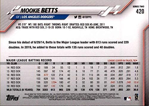 2020 Topps 420 Mookie Betts Los Angeles Dodgers