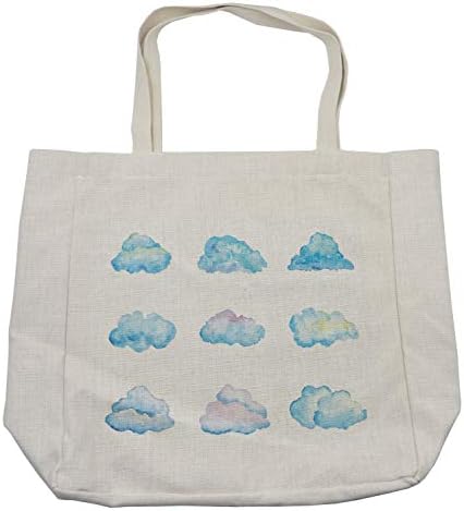 תיק קניות ענני אמבסון, דפוס של עננים חיים שונים איור צבעי מים הדפס טוהר רכות רכות, תיק לשימוש חוזר
