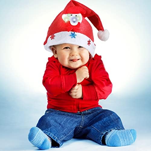 פונטרי 9 יחידות כובעי מסיבת חג המולד עם אורות לד כובעי דוב סנטה קלאוס כובעי חג המולד למבוגרים להאיר