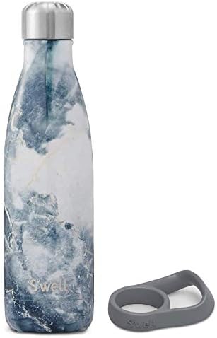 בקבוק מים נירוסטה של ​​S'well עם ידית נסיעה - 25 פלורידה - גרניט כחול - מכולות מבודדות ואקום משולשות