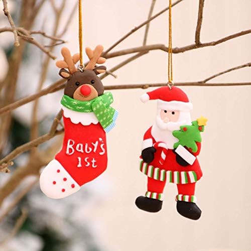מקרר סנטה עץ צבע מגנט תליון עץ שלג חג המולד 4 יחידים עיצוב הבית זרי שלג לאח