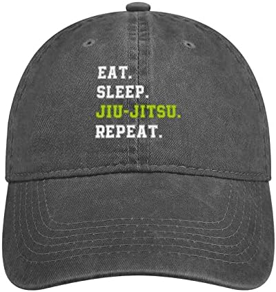 אכלו שינה ג'יו-ג'יטסו חזור על כובע הג'ינס המגניב כובע בייסבול כובע בייסבול מתכוונן וינטג 'לגברים נשים