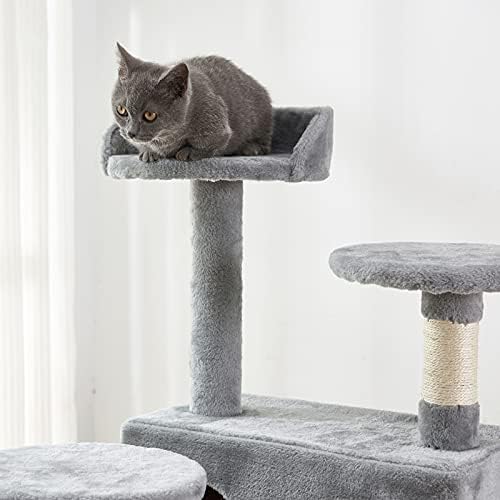 חתול מגדל, 52.76 סנטימטרים חתול עץ עם סיסל גירוד לוח, חתול תקרת עץ עם מרופד פלטפורמה, 2 יוקרה דירות,
