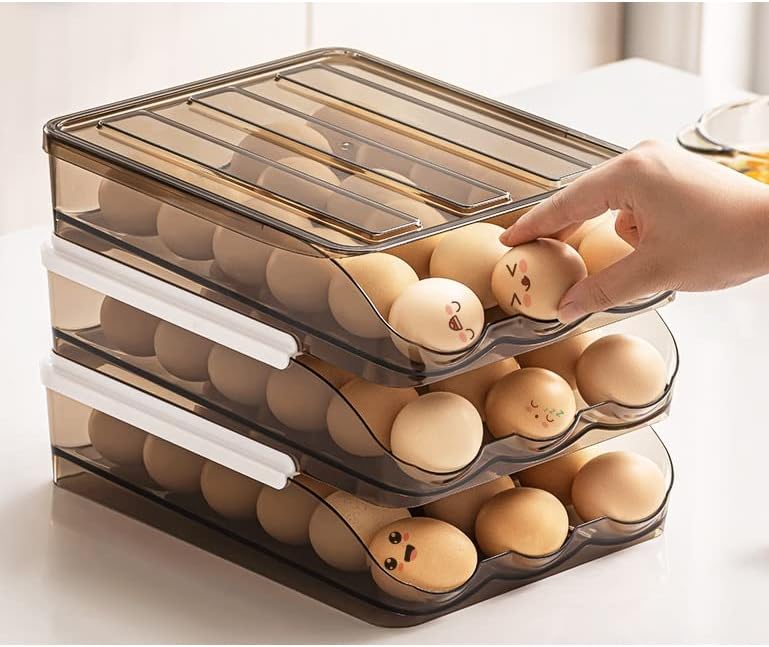 PDGJG מקרר ביצה ביתית קופסא אחסון קופסא מגירת מפלסטיק מגש ביצה שכבה כפולה שכבה כפולה