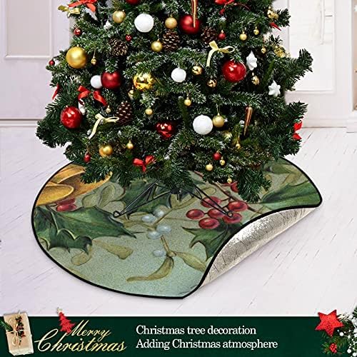 חג המולד פעמוני מוזהב הולי עץ חג המולד מחצלת עץ אטום עץ עץ מגש שטיח מחצלת תחת עץ חג המולד אביזר להגנת רצפה