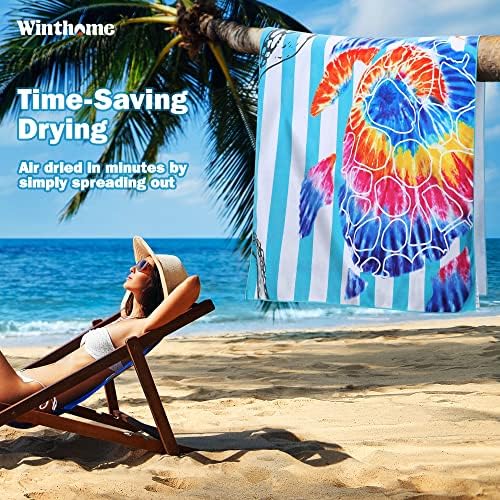 Winthome Microfiber Sand Free מגבת חוף מהירה מהירה יבש 35.4 x 70.8 גדול מדי מגבות קלות במיוחד למגבות קלות לטיולים