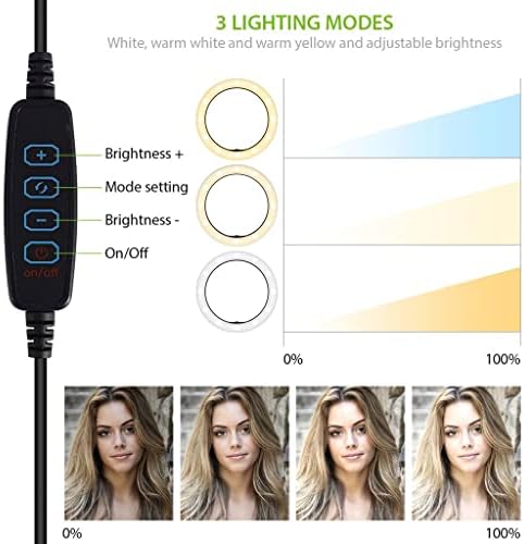 טבעת סלפי בהירה אור תלת צבעוני תואם לנייד הזן שלך 3 10 אינץ ' עם שלט לשידור חי / איפור/יוטיוב / טיקטוק/וידאו