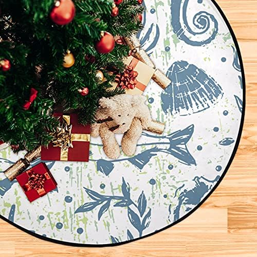 חיי ים סוס ים דג עץ חג המולד מחצלת עץ עמיד למים שטיח מחצלת מגש מתחת לעץ חג המולד אביזר להגנת הרצפה אספקת
