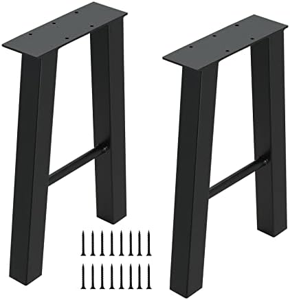 ספסל רגליים 16 אינץ מתכת ספסל רגליים קפה שולחן רגליים כבד החובה ריהוט שולחן כיסא רגליים, שחור, סט של