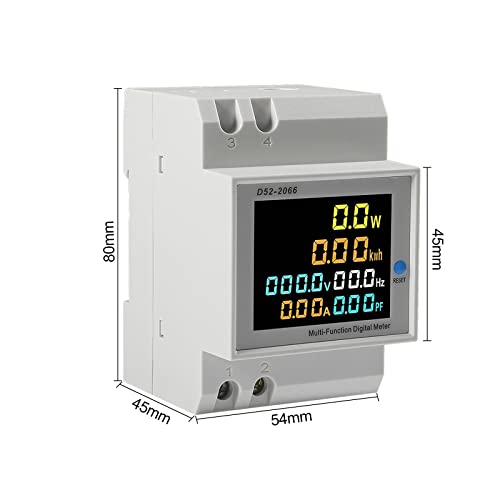 AC 40-300V 100A חשמל מוניטור Multimeter, 6 ב 1 Multimeter Power Energy Meter שלב יחיד DIN Rail Rail Voltmeter