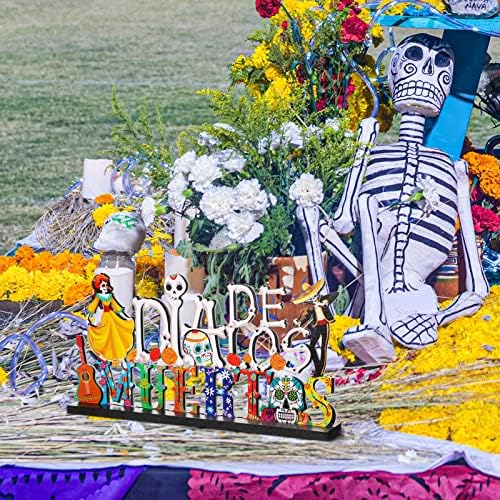 יום הקישוטי השולחן Dead Dead Dia de Los Muertos שלט עץ עץ סוכר גולגולת שולחן מרכזית יום העיצוב המת לפסטיבל מקסיקני