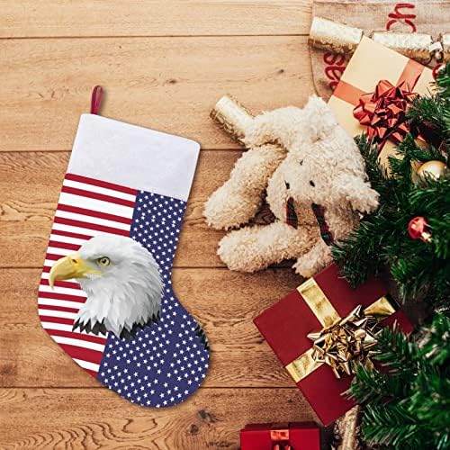 דגל אמריקאי נשר קירח גרבי גרבי חג המולד עם אח קטיפה תלויים לעיצוב עץ חג המולד