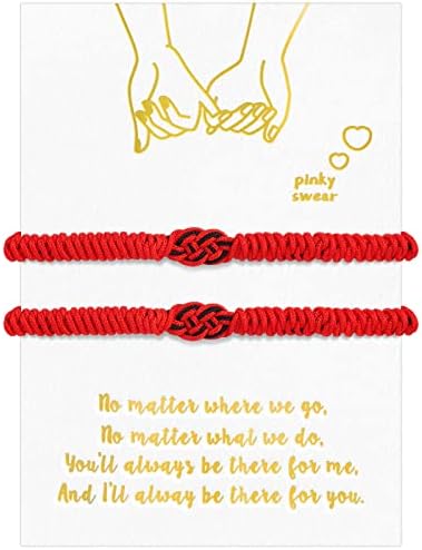 2 יחידות אדום / שחור זוגות התאמת צמידי החבר יחסי חברה זרת מבטיחים צמידי האהבה יום מתנה בשבילה לו