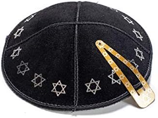 עור שחור וכסף כיפה יארמולקה יהודית יאמאקה כיפה ישראל כובע יודאיקה