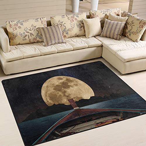 Mr.XZY ירח מלא מעבורת מעבורת Starry Sky שטיח אזור גדול לסלון ללא החלקה מים מנעול מים משחק שטיח