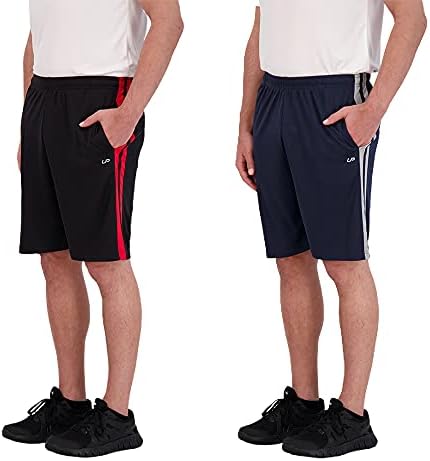 מכנסי כדורסל של Unipro גברים עם כיסים 2 חבילה רשת אתלטית יבש מהיר לקצר לגברים אימון כושר ובגדי אימונים