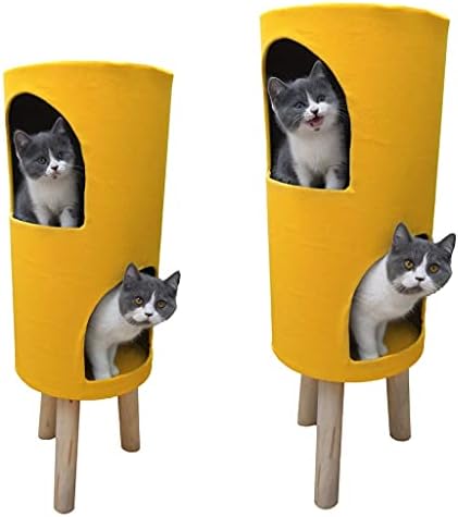 SCDCWW חתולים חדר מיטה חתולים דלי מדף דלי מעץ מוצק מחמד כותנה כותנה קן כלוב סיסל קנבוס חדר כפול