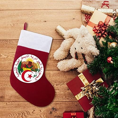 מעיל הנשק של אלג'יריה גרב חג המולד קלאסי קישוטי תלייה שקית ממתקים של שרוול לבן לקישוטים למסיבות חג משפחות