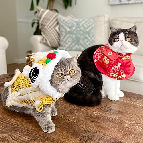 תלבושת מחמד מחמד של ריקוד חמוד של Nacoco עם פאייטים צהובים שנה חדשה עם כלבי חתול מעיל קפוצ'ונים