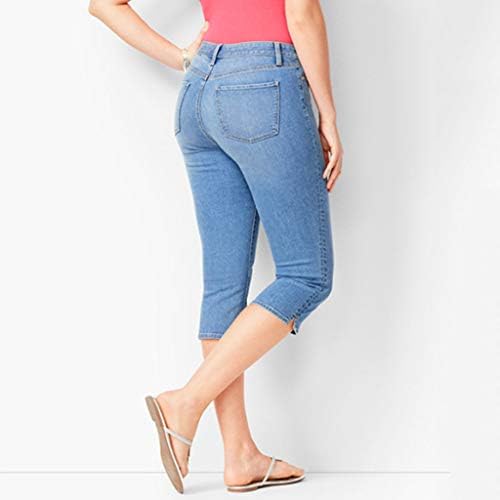 ג'ינס ג'ינס ג'ינס מותניים מותניים פלוס מכנסיים דקיקים בגודל נמתח אורך חצי אורך מעולה על סקסיות סקסיות מתאימות
