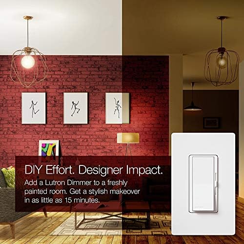 Lutron Diva LED+ מתג דימר יותר עבור נורות LED, הלוגן והליבון הניתנות לעומק, קוטב יחיד או 3-כיווני,