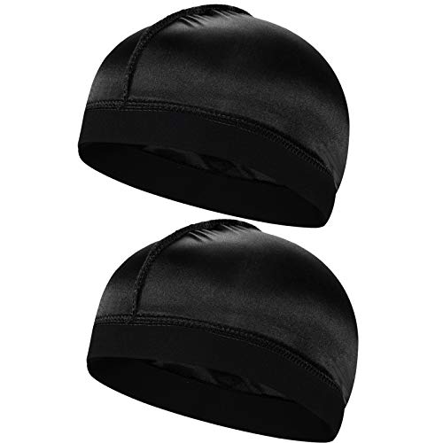2 יחידות משיי גרב גל כובע, סאטן דו סמרטוטים טוב דחיסת גל כובעי עבור גברים, עבור 360 540 720 גלים
