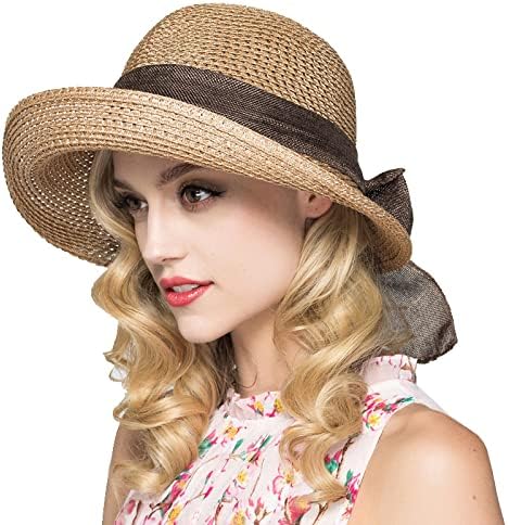 Cyiecw נשים תקליטון כובעי שמש אופנתית קיץ רחב שוליים כובע חוף הים