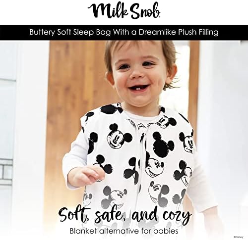 חלב סנוב דיסני מיקי סקיצה שק שינה לתינוק למשך 6-18 חודשים, שקית שינה ללא שרוולים ומיזוג רוכסן לבישתי