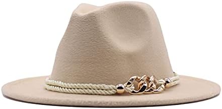 כובע קש מוח מוצק כובע באולר עם חגורת אבזם תקליטון רחב שולי פדורה פנמה כובע קאובוי כובע וינטג 'ג'נטלמן נסיעה