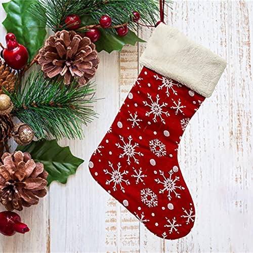 1W8O94 חג המולד גרביים גדולים משובצים עם שקית מתנה לעיצוב גרב קטיפה
