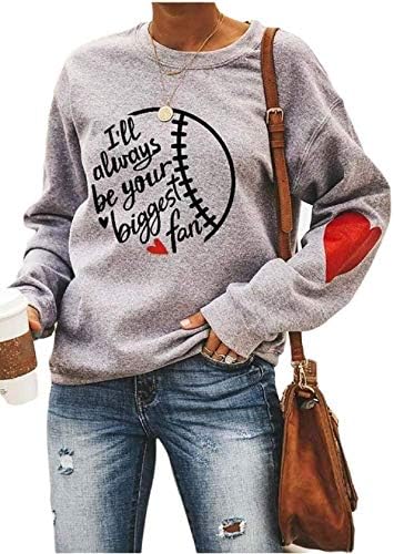 סווטשירטים בייסבול לנשים קפוצ'ון שרוול ארוך עם כיס סוודר סוודר חולצות בייסבול חולצות אמא