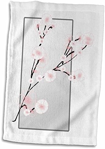 תלת מימד פורח דובדבן יפני של רוז על מגבת מכסף TWL_62451_1, 15 x 22