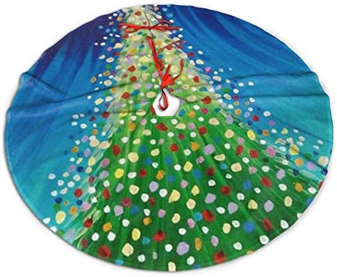 Lveshop עץ חג המולד שמח עץ חג המולד חצאית יוקרה עגול מקורה מחצלת חיצונית כפרי חג המולד עץ עץ קישוטי