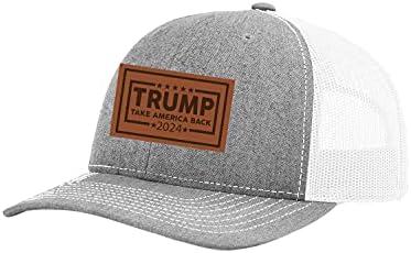 חברת טרנץ פלוגה פוליטית טראמפ קח את אמריקה בחזרה 2024 טלאי עור רקום משאית Snapback כובע